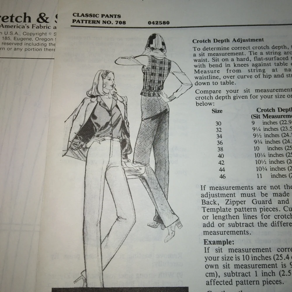 STRETCH & SEW 708 Classic Pants Hip Size 30-32-34-36-38-40-42-44-46 inch…